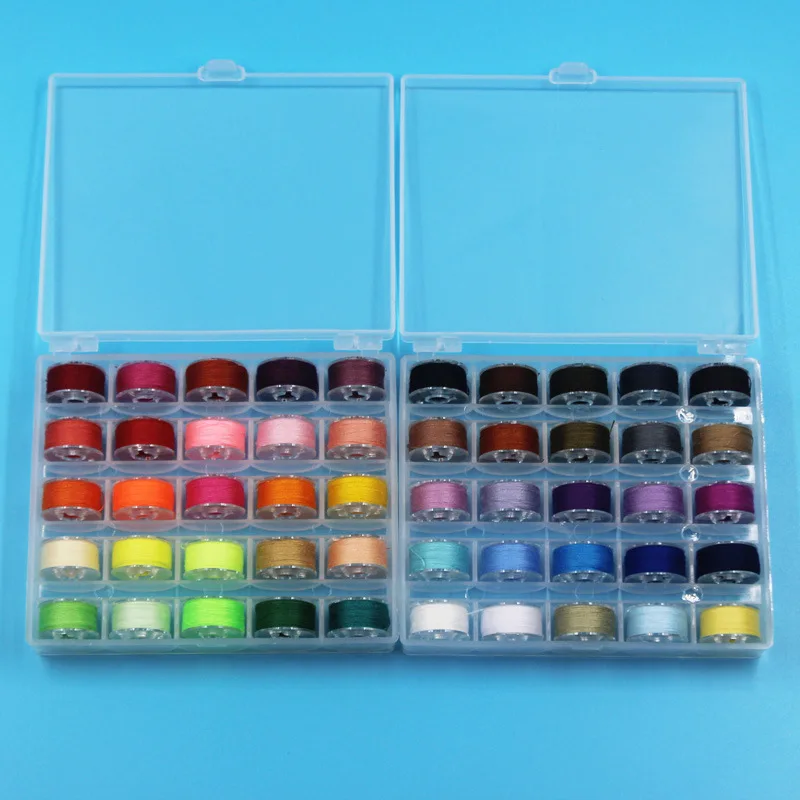 Eco-friendly 50pcs Multi-Colors Polyester Sewing thread With Transparent Plastic Bobbin For Home Sewing Machine Accessories Set