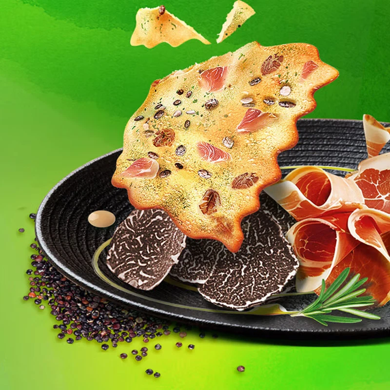 Оптовая продажа экзотического печенья со вкусом томатного базилика + черный трюфель с ароматом ветчины двойным содовые крекеры 200 г/пакет