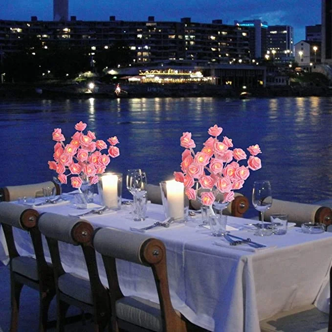 Valentines Rose Lamp Gifts LED Flower Tree Desk Lamp Night Light LED Rose Table Lamp