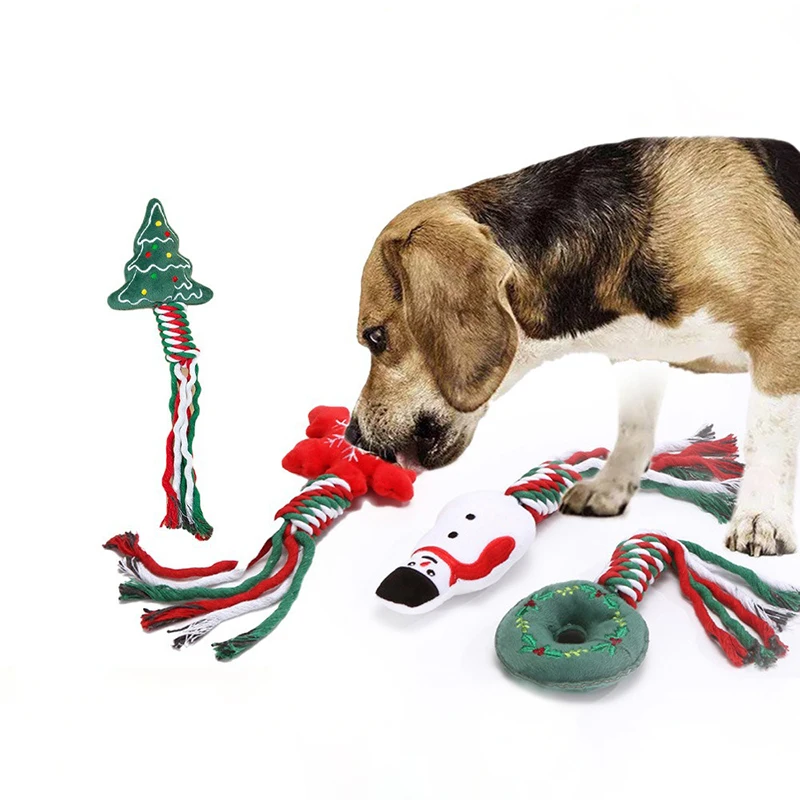 Christmas gift Plush pet chew toy Teeth Clean Molar bite Training interactive indestructable dog toys Cute cat playing toys