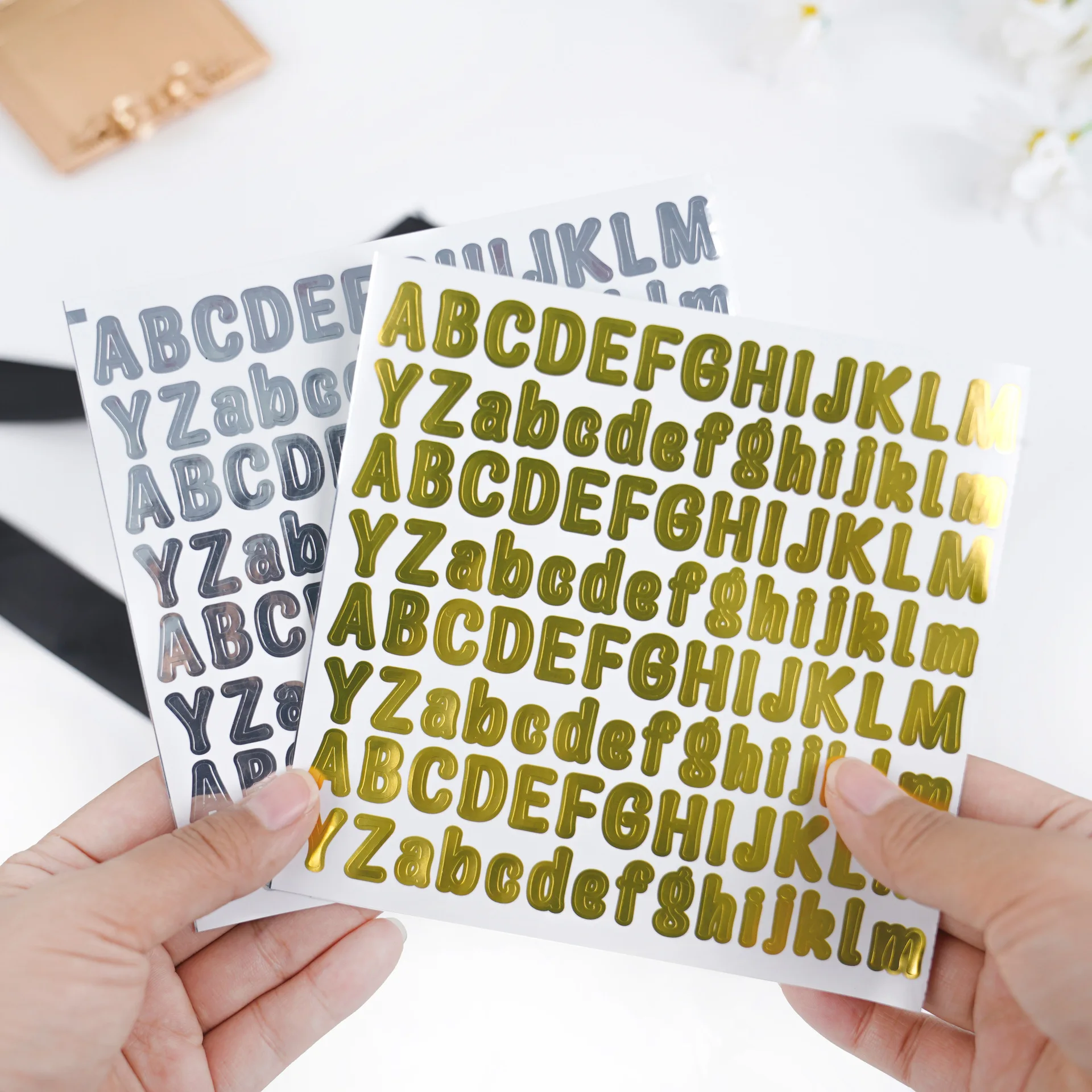 High Quality 0.5 Inch Letter Sticker on Discounted Gold and Silver English Self-adhesive Stickers Waterproof Vinyl Stickers