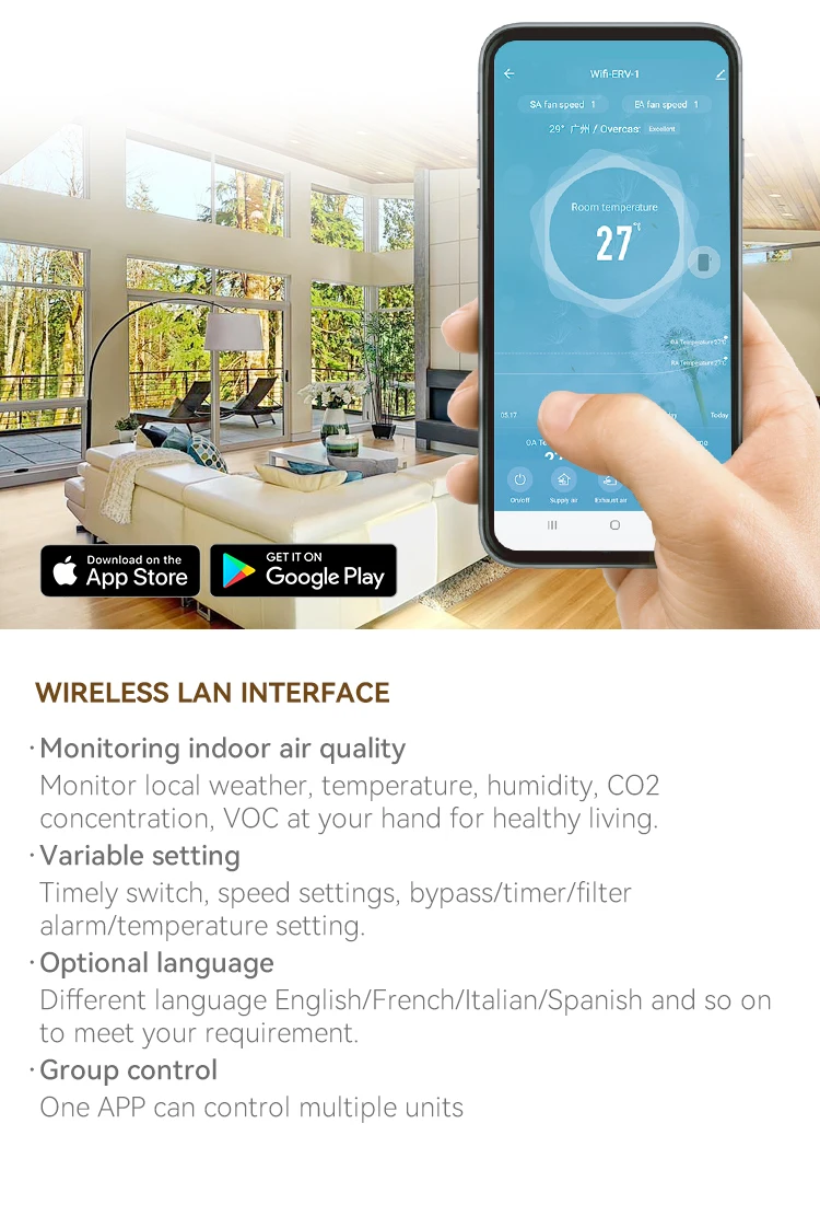 Holtop high quality ceiling mounted air purification device with new eps inner structure primary filters integration