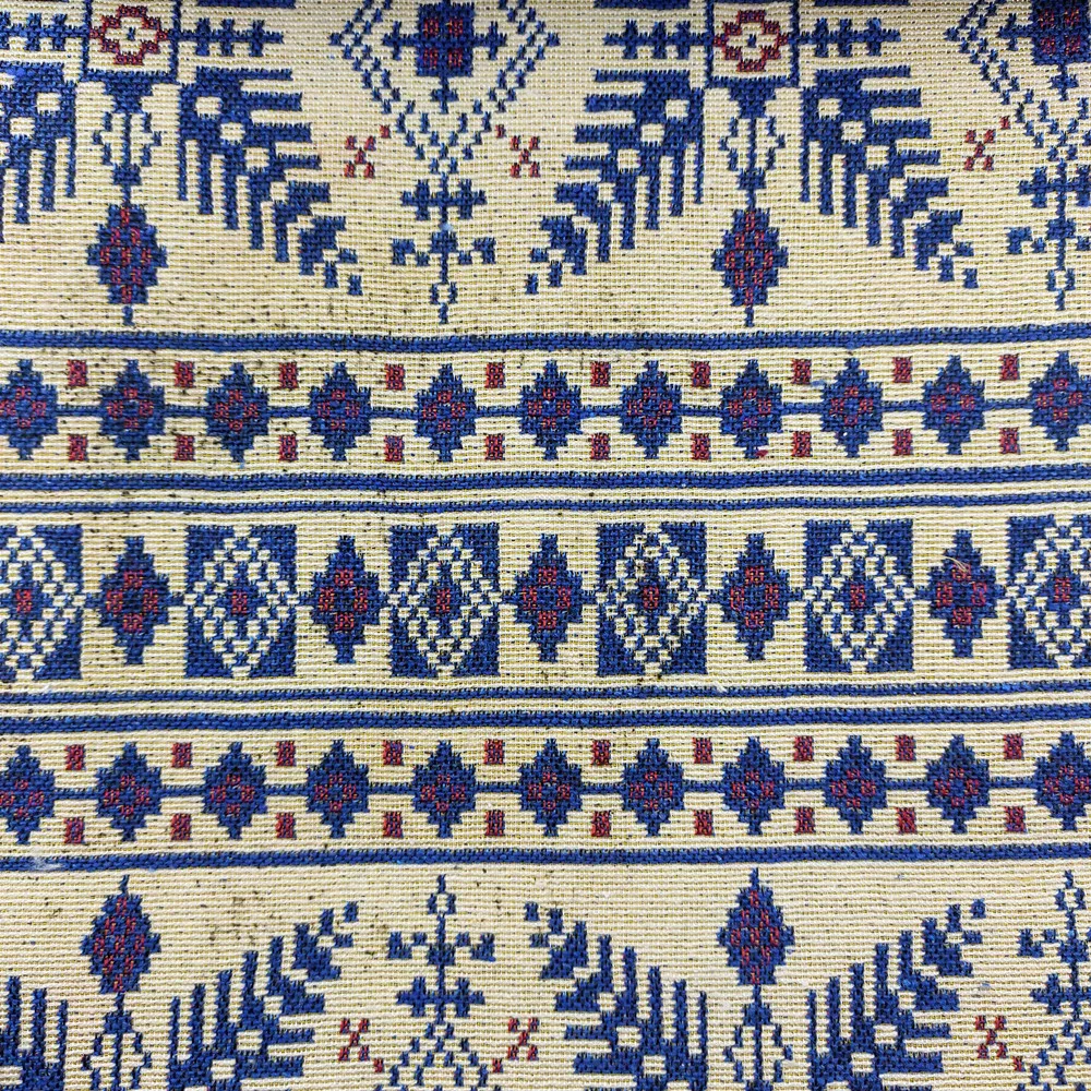 Yarn dyed national style geometry polyester/cotton jacquard fabric suitable for sofa cushion tablecloth backpack bags shoes