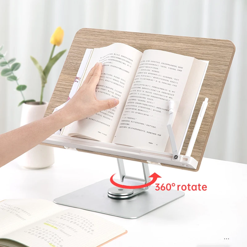 Adjustable Desktop Cookbook and document Holder with Rotatable Swivel Base Foldable and Portable Book Stand