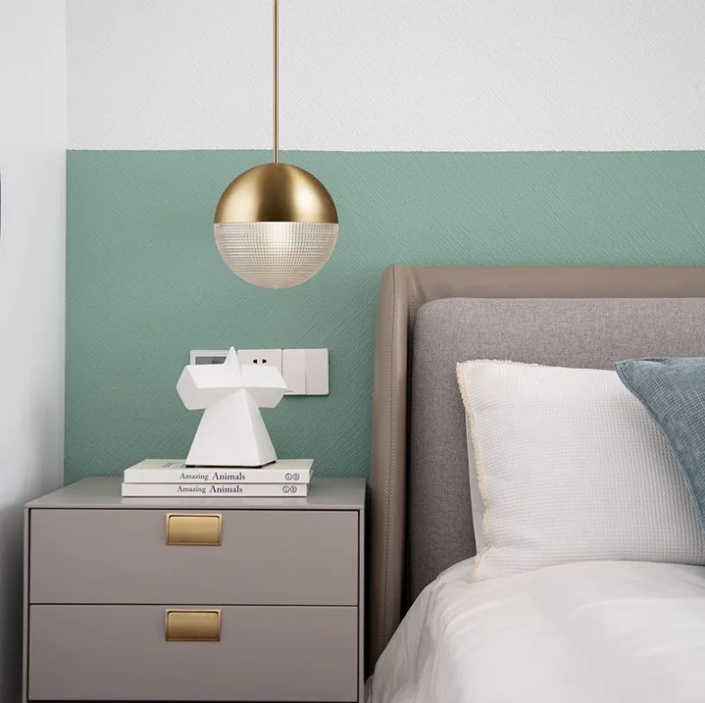 Nordic Bedside Hanging Light Ball Shape Pendant Lamp Glass Lighting For Dining Table