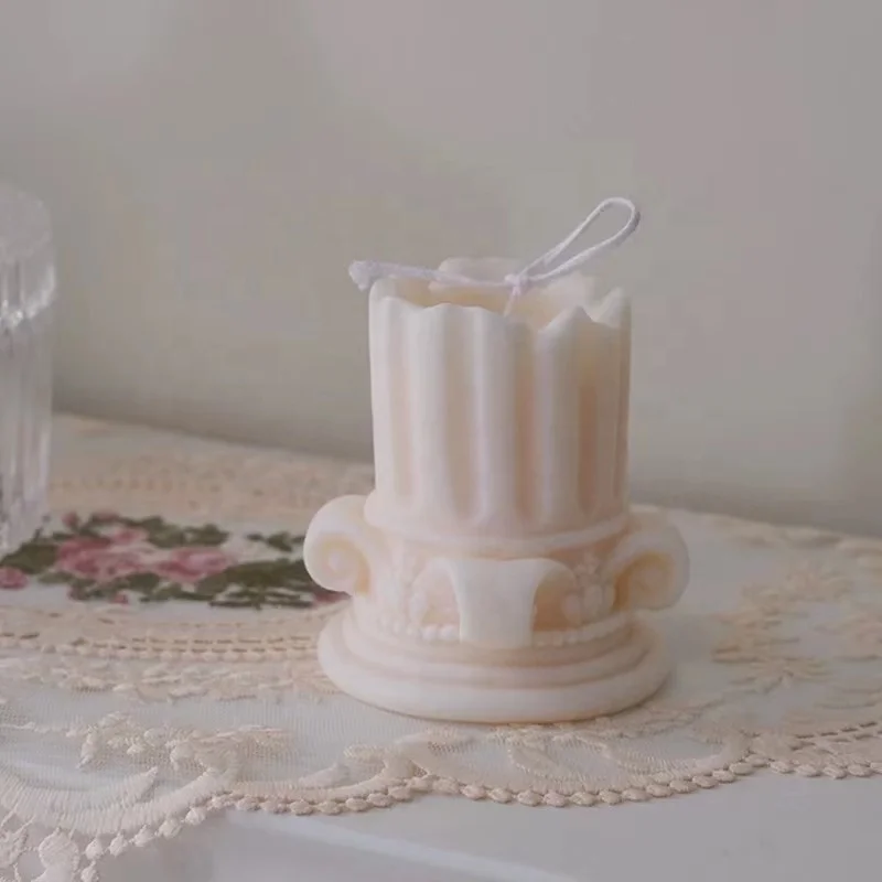 Wholesale Factory Low Price Low MOQ  High Quality Soy Wax Roman Pillar Candle for Home Decoration