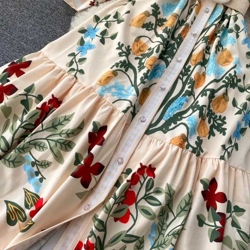 
Latest Women Bohemian Floral Print V- Neck Summer Beach Pretty Midi Dress Lady New Fashion 