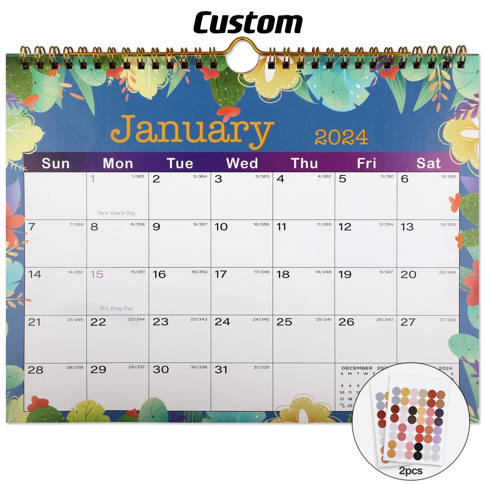 Reliable Wholesaler Custom with Your Own Designs Spiral Monthly Calendar Planner 2024 - 2025 Wall Calendar