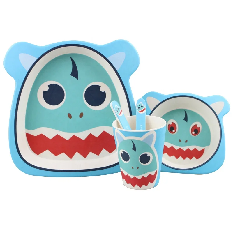 Factory Directly Sell Tableware with Bowl Plate Cup Fork Home Camp Bamboo Dinnerware Set For Kids