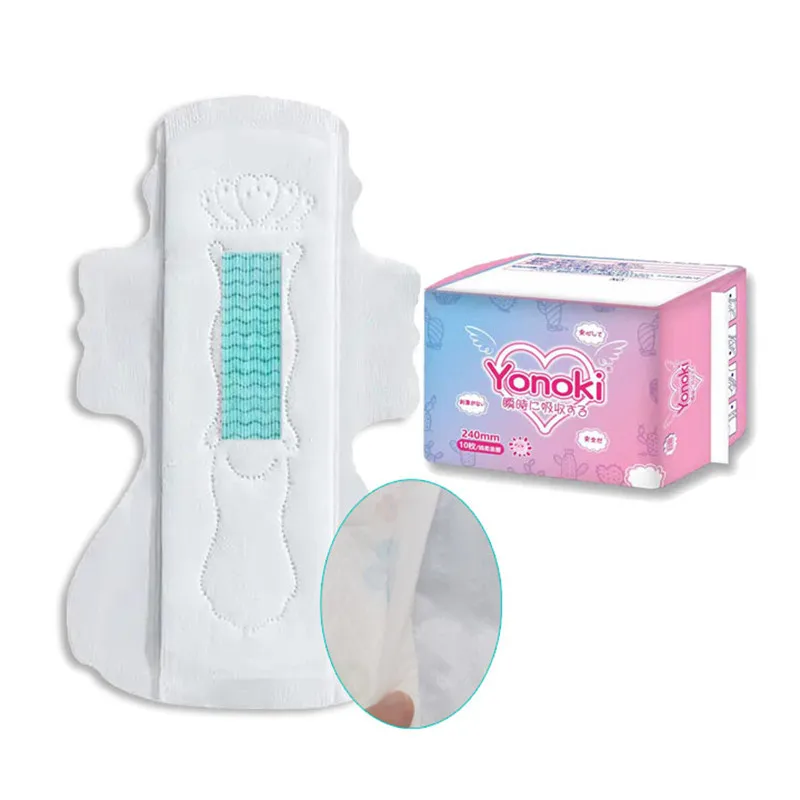 2023 Good price Yonoki brand anion women sanitary pads wholesale suspension leak guard premium sanitary napkin