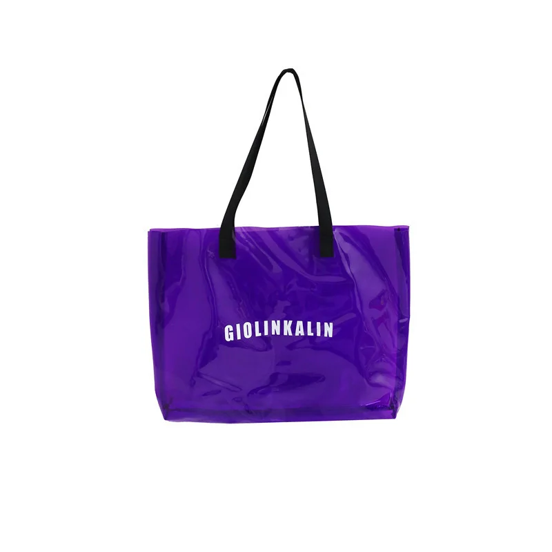 Personalized candy colored high-quality custom letter waterproof large capacity shopping gift pvc bag