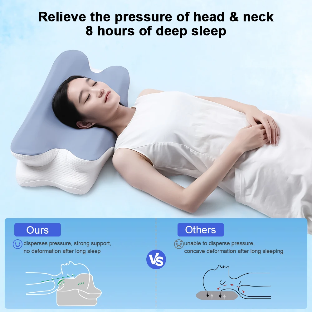 Cervical Neck Pillow Cooling Neck Pillows for Pain Relief Ergonomic Orthopedic Contour Memory Foam Pillows