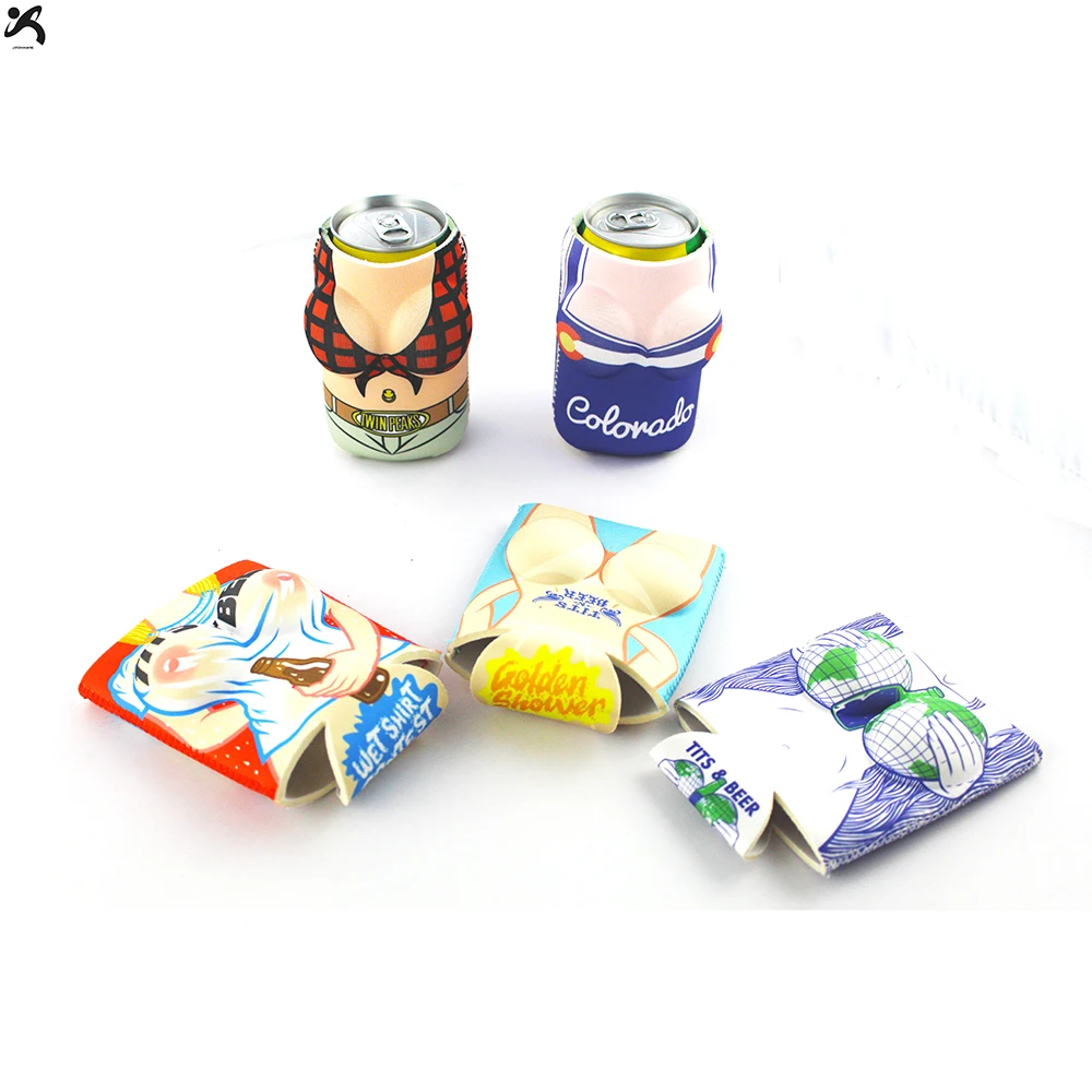 sublimation blank cooler ring bags wedding party insulated drink pu leather neoprene ultra slim line beer can cooler sleeve