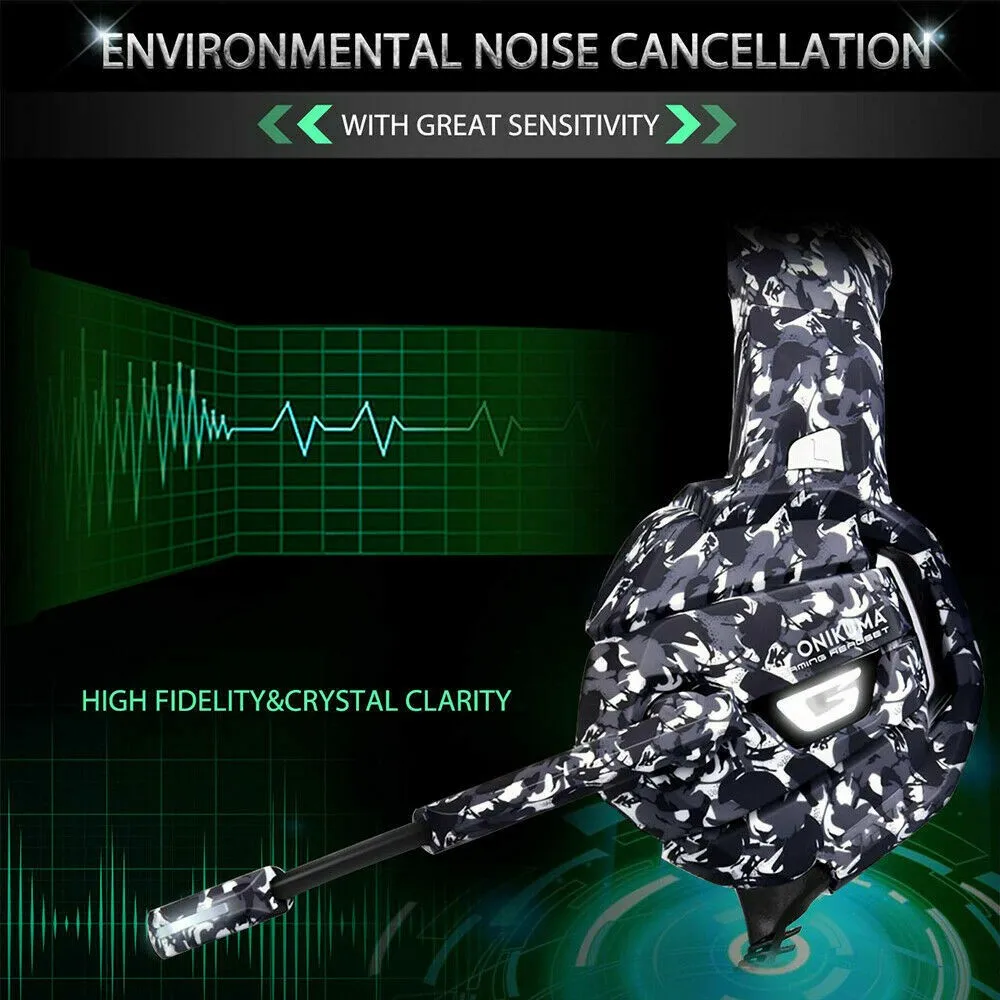 Dropshipping Onikuma Hot Selling k5 Army Camouflage Bass Surround Sound Gaming Headset