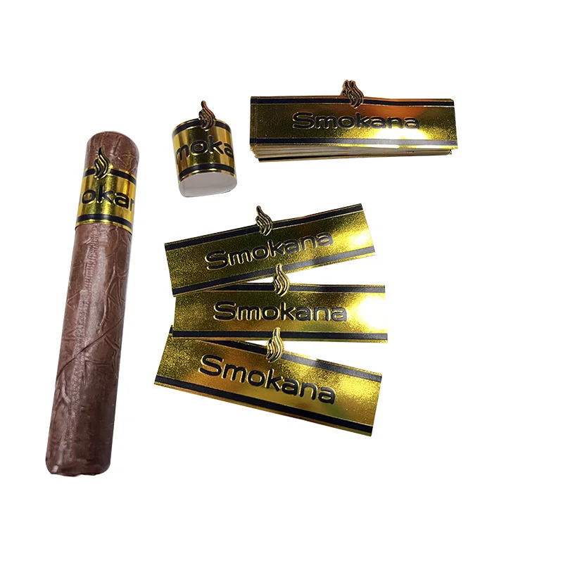 Cigar anillos Label Custom  Gold Foil Oil Painting Embossing Cigar Band Rings Label  Die Cut Sticker  Recyclable/Biodegradable