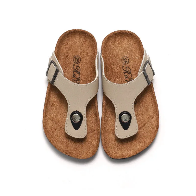 Cork Slippers Flip-flops Korean Version Foot Clip Tide Beach 2023 Spring Summer Children Boys and Girls Cotton Fabric Unisex