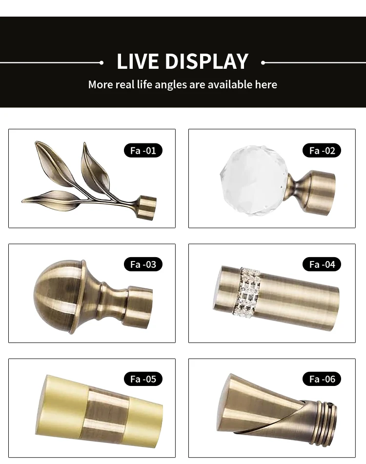 New Product Home Decor Metal Curtain Poles With Accessories,Antique Brass Double Curtain Rod