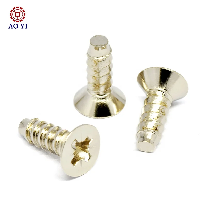 Pozi Drive Socket Countersunk Flat Head Screw with Bronze Nickel Plated Self-tapping screw