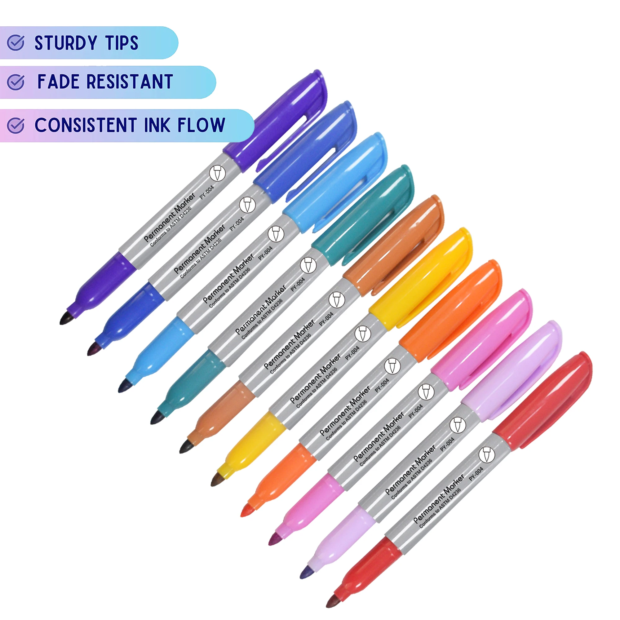 Assorted Colors Permanent Markers, Fine Tip Colored Markers Pens for Adult Coloring Journaling Marking Drawing, Art School