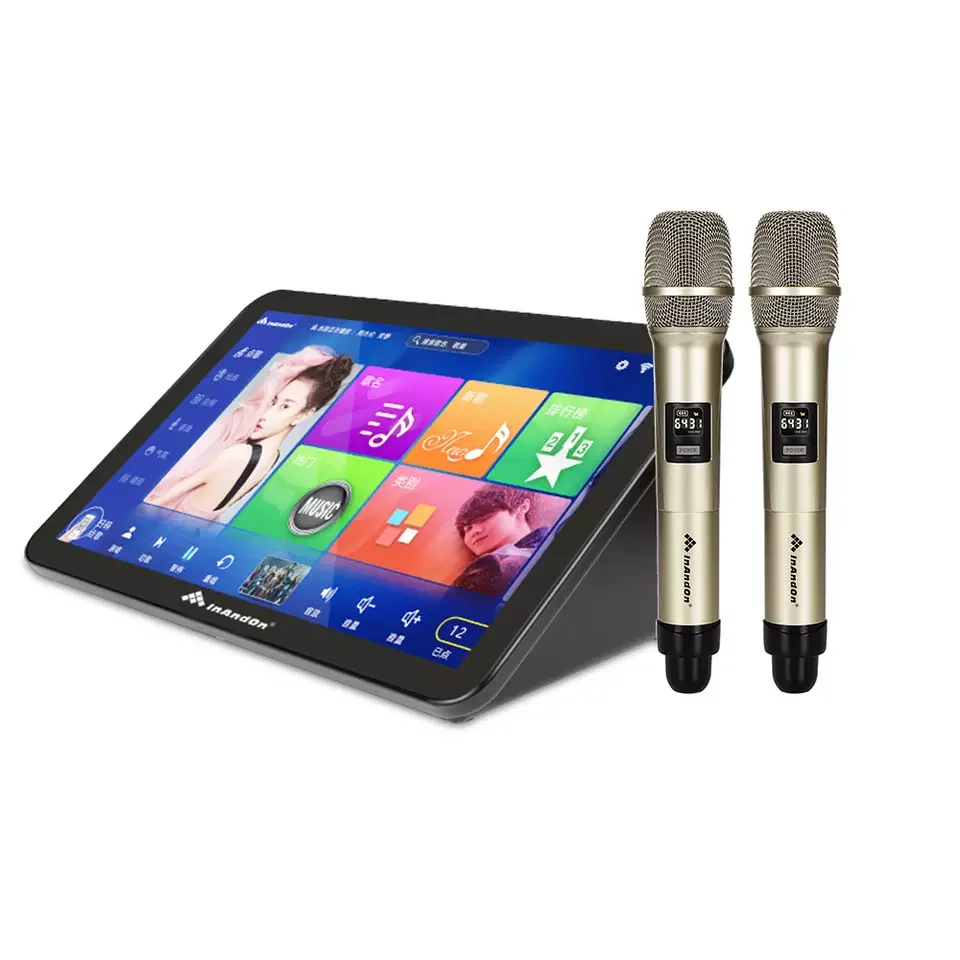 High Quality Mini Android Karaoke System 15.6 Touch Screen Portable Karaoke Player Karaoke Machine with Wireless Microphone