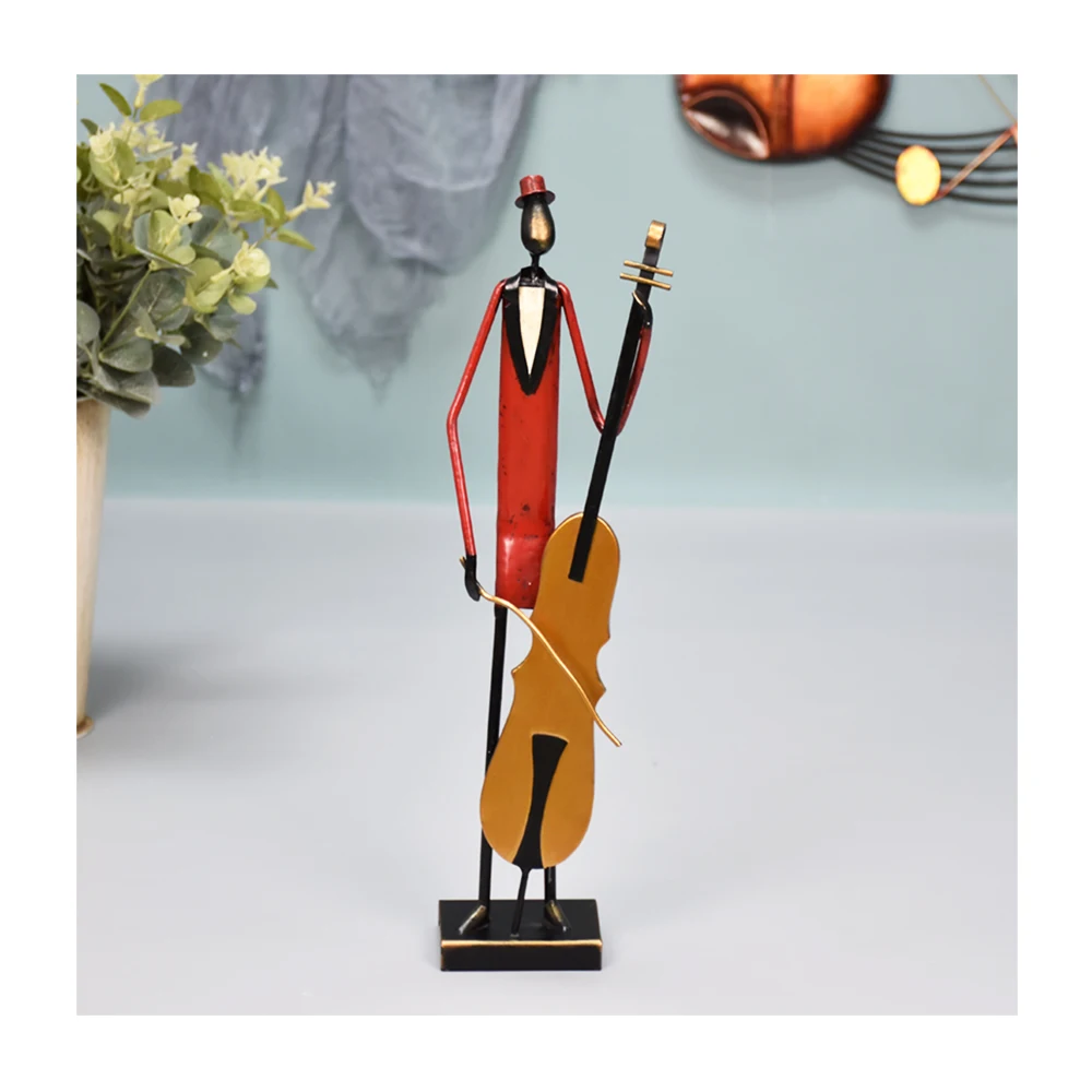 Violoncellist Music Band Figurine Metal Crafts Musician Tabletop Metal Jazz Band Figurines Sculpture People