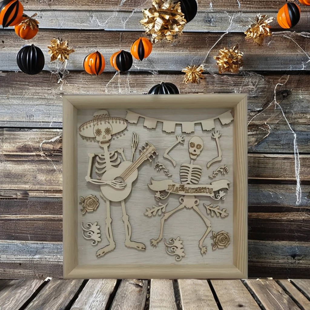 Handcrafted Natural Pine Halloween Pendant Folk Art Wood Craft Festive Home Decor Wooden Boxes Wall Signs Plywood Perfect Gift