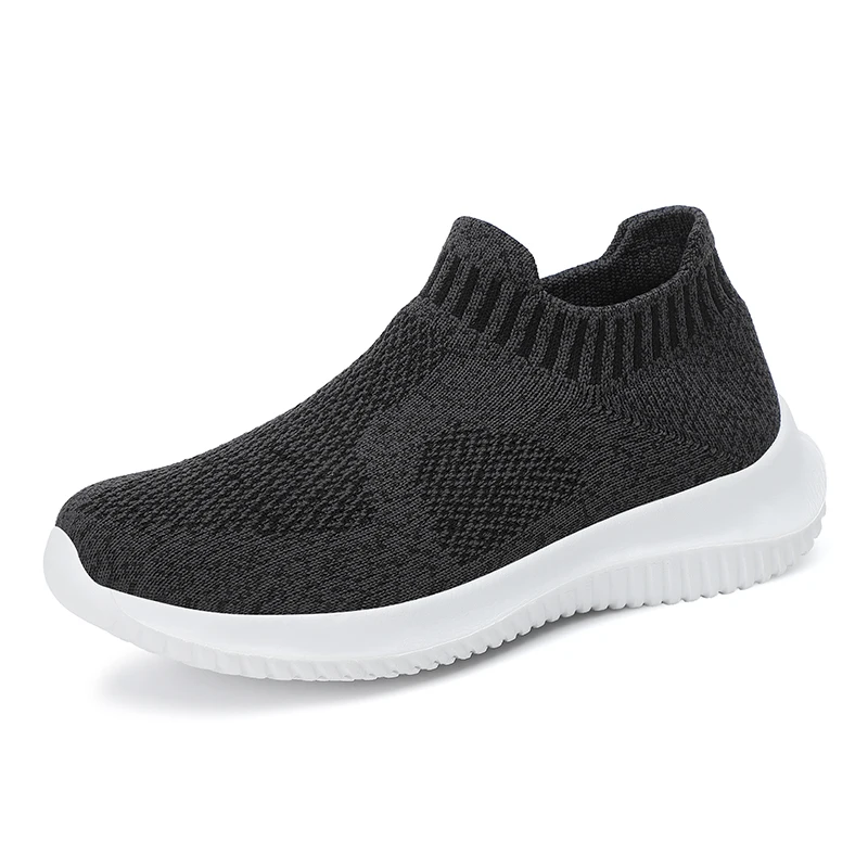 Custom Breathable Light Weight Running Walking Shoes with Logo Women Fashion Slip on Style Knitting Sneakers
