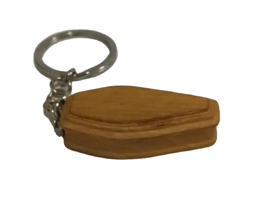 2020 wholesale coffin shape wood keychain/tabut shape wooden key chain/fashion design wooden key ring