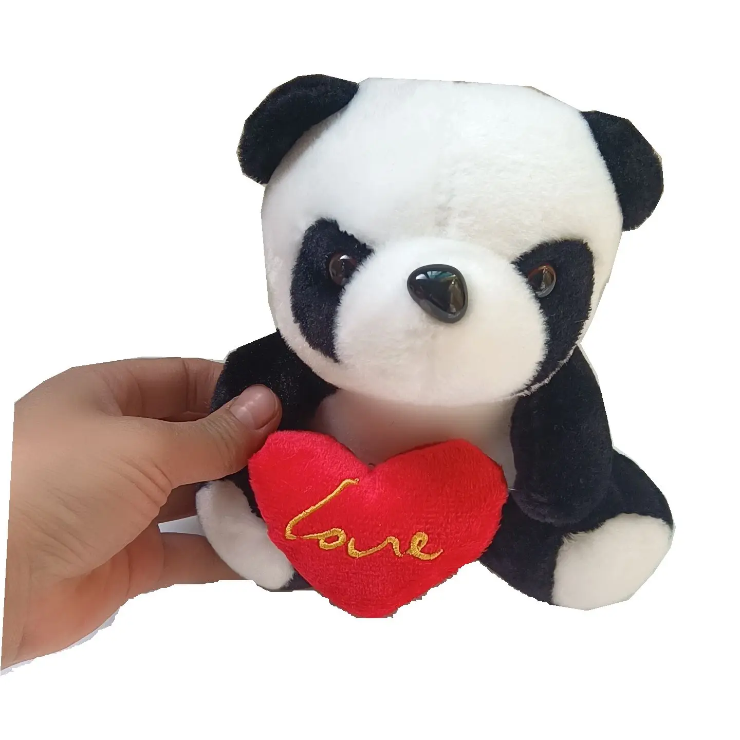 Factory Wholesale 18cm Panda Love Heart Stuffed Plush Animal Valentine Gift Panda Plush Toy For Crane machine