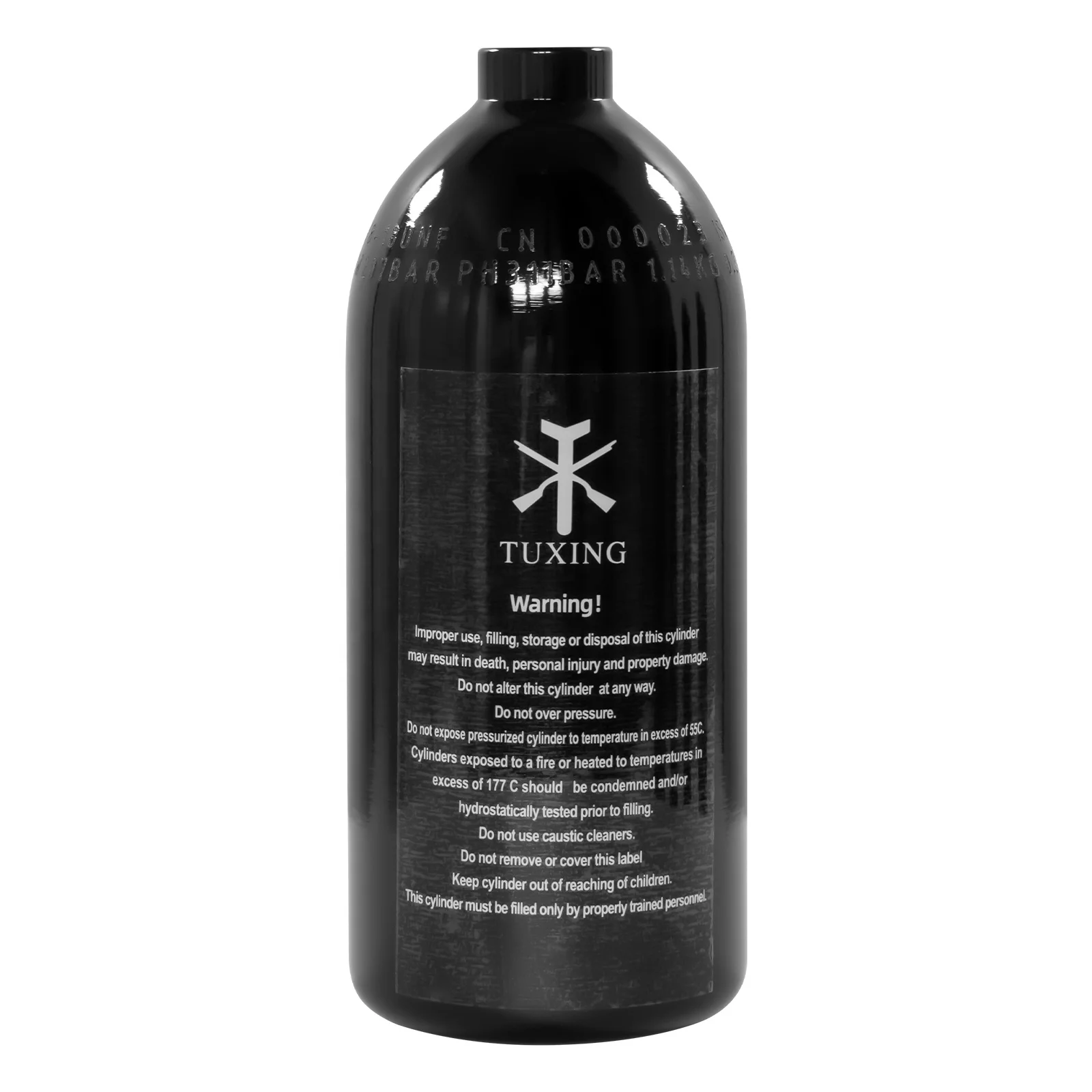 TUXING Hot Selling Convenient 0.75L 48ci HPA 20mpa 200bar 3000psi Outdoor Sport Fully Wrapped Composite Black Aluminum Air Tank