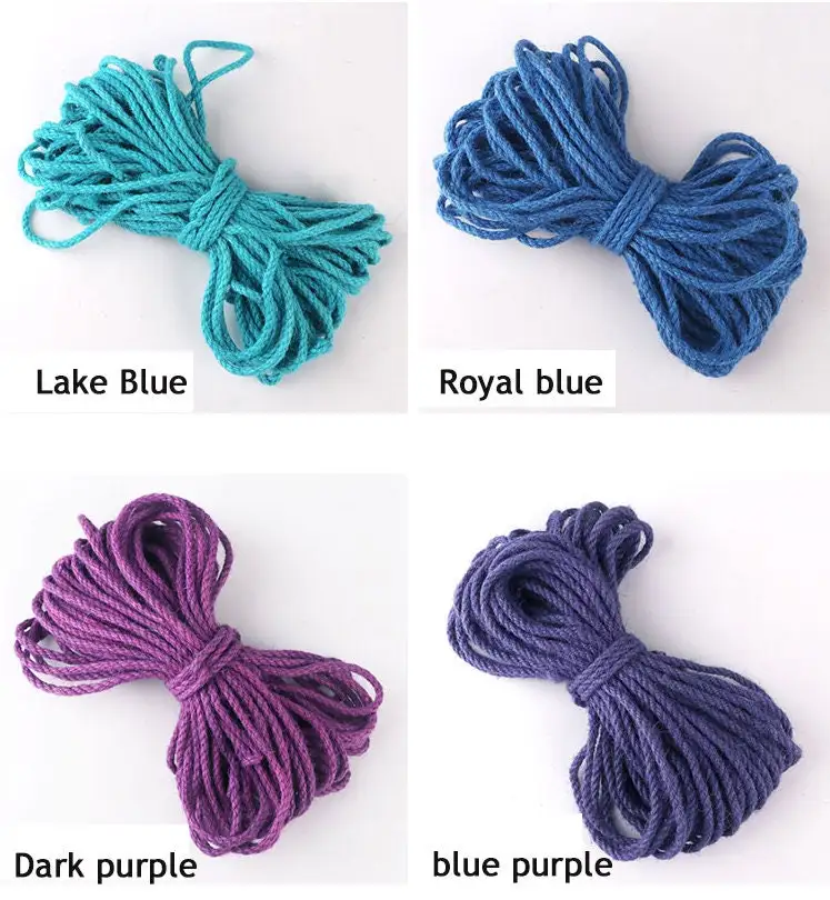 Hot Selling Friendly dyeing 5MM Colored Hemp Rope Non-Elastic Binding Handmade Rope Decorative