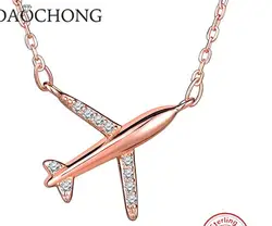China Supplier Wholesale Fashion Gift Pure 925 Sterling Silver Handmade Custom Engraved Airplane Pendant Necklace Jewelry