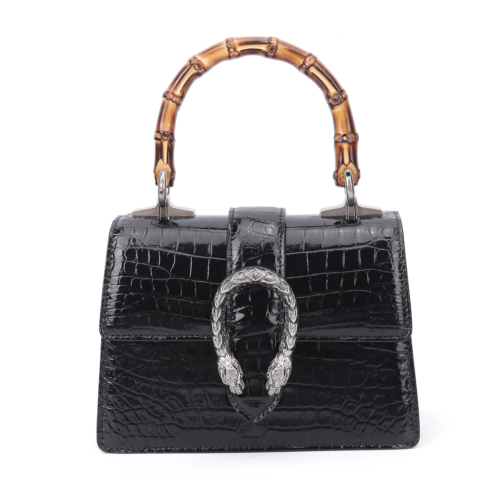 2024 Designer Ladies Bamboo Handle Handbags Famous Brands Matched Crocodile Leather Shoulder Crossbody Bags For Women Luxury