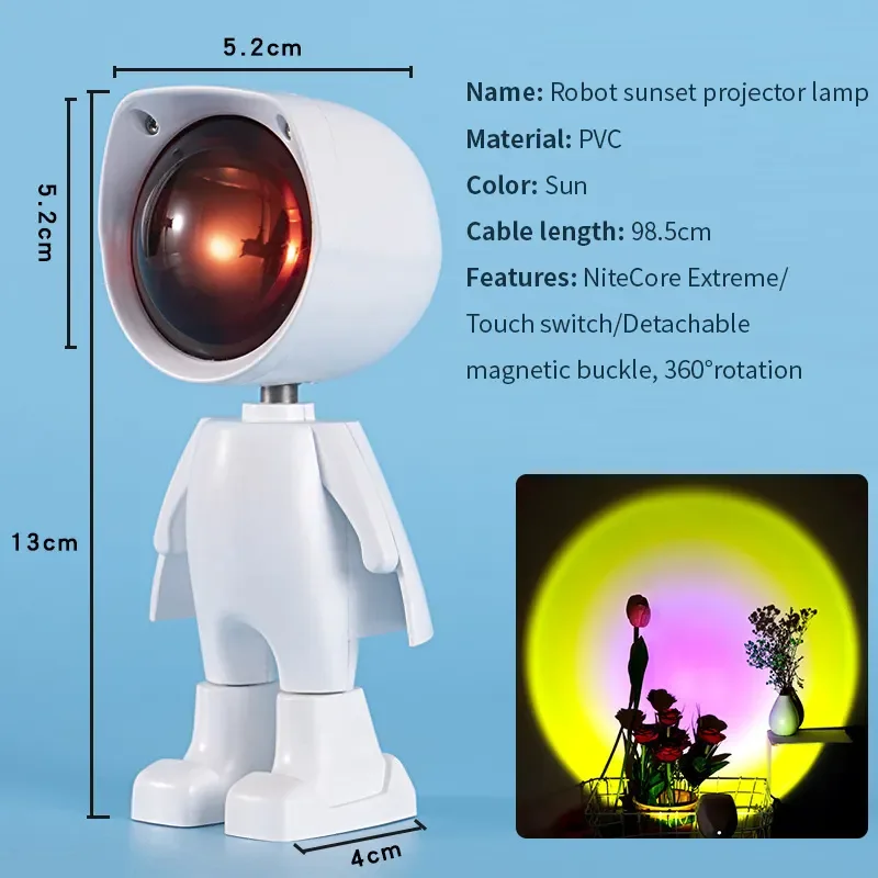 Touch switch night light to take photos atmosphere infinite dimming sunset light projector robot rainbow sunset light