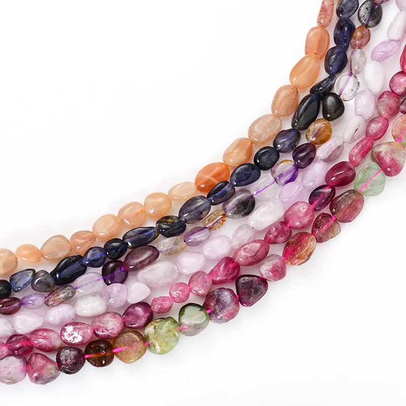 Irregular Shape Smooth Precious Gem Stone Beads Lavender Amethyst Rose Quartz aquamarine prehnite Stone Beads Accessories