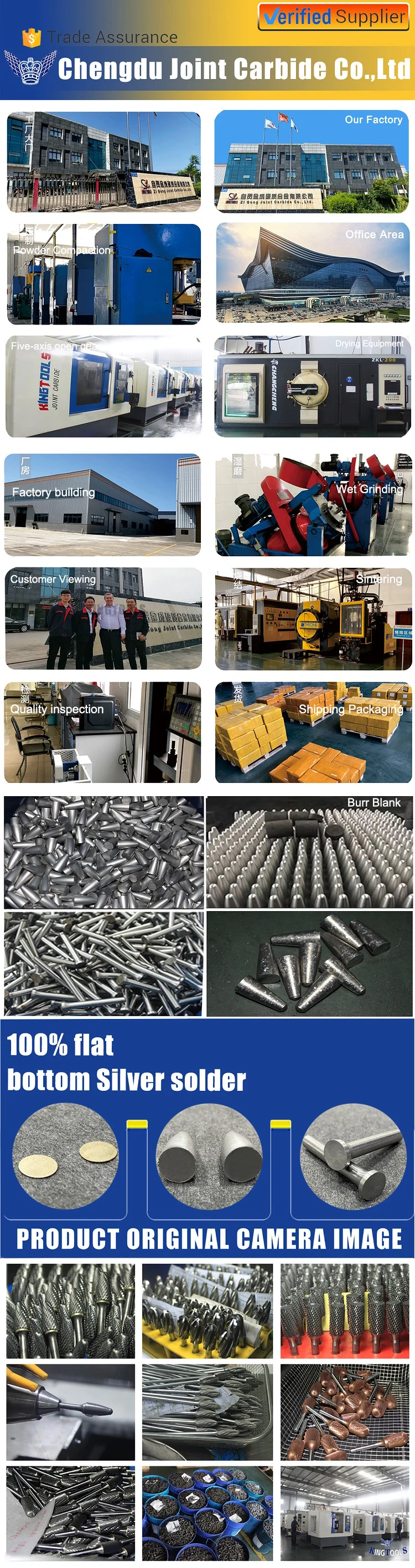 Total Length 100mm Long shank Metal File Double Cut Tungsten Carbide Rotary Burrs 6mm Shank Nano Blue Coated Rotary File burr