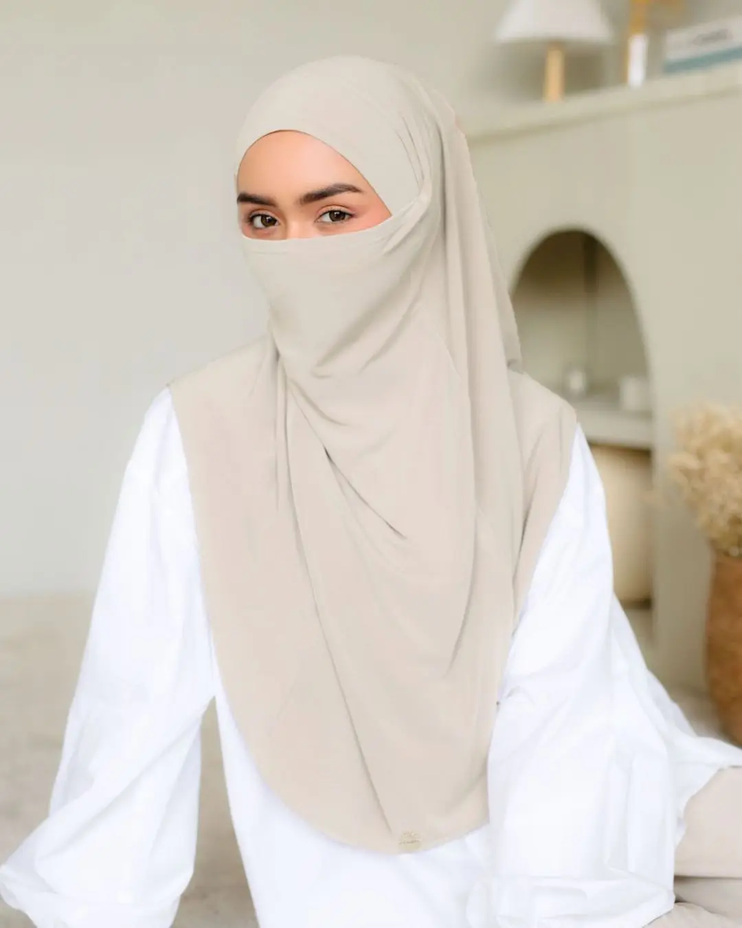 Custom Logo Premium Cotton Instant Hijab Malaysia Women Hijab Scarves 3 In 1 Instant Hijab