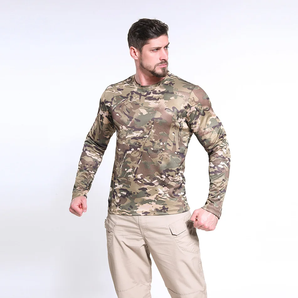New summer outdoor tactical clothing slim fit breathable training camouflage cycling training long sleeve t-shirt