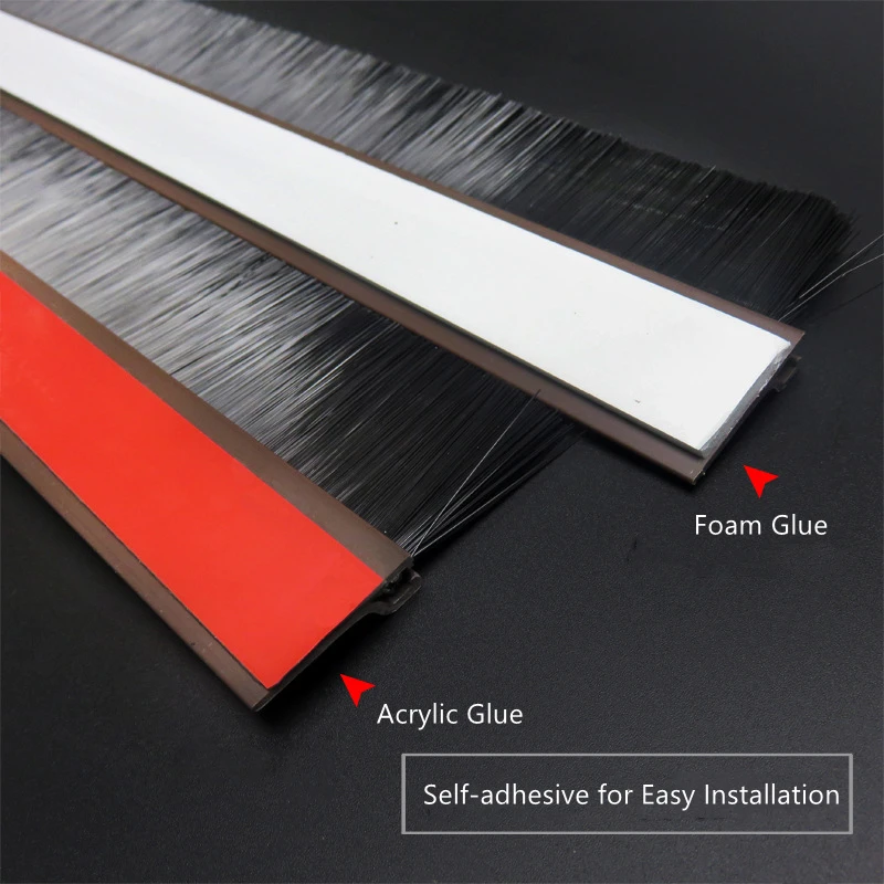 Door Brush Bottom Sweep Plastic Holder with Black Nylon Brush for Home Under Door Seals