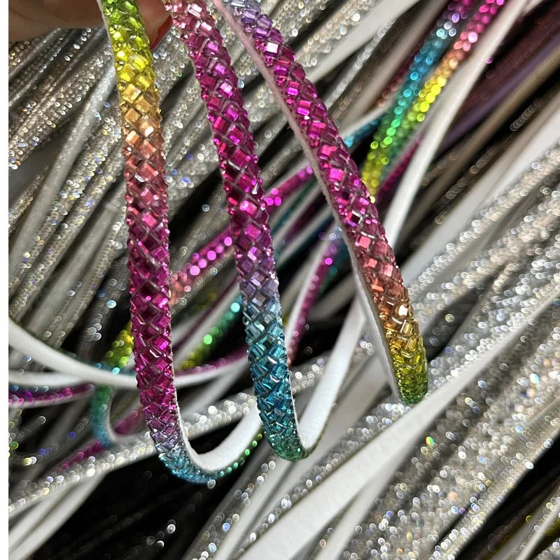 R009 Factory supply rhinestone strips shoes decoration crystal rope cord for sandals
