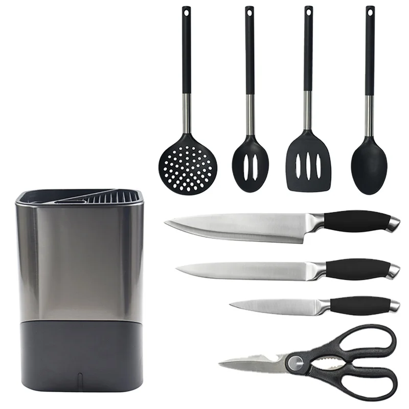 9PCS knife sets with block,NEW Multi-Function Insertion Knife Holder Disinfection Cutter Holder, knives,shear,kitchen tools