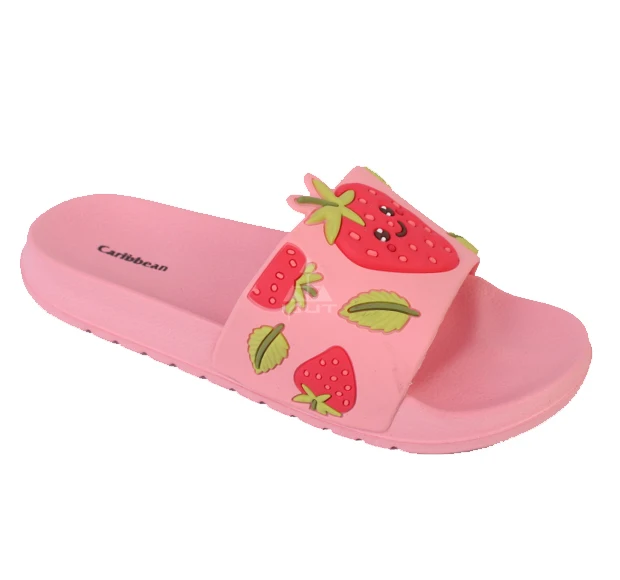 Strawberry  rubber upper styles 2022 female fashion slide sandals  top quality anti-slip slipper flower embossed logo slipper