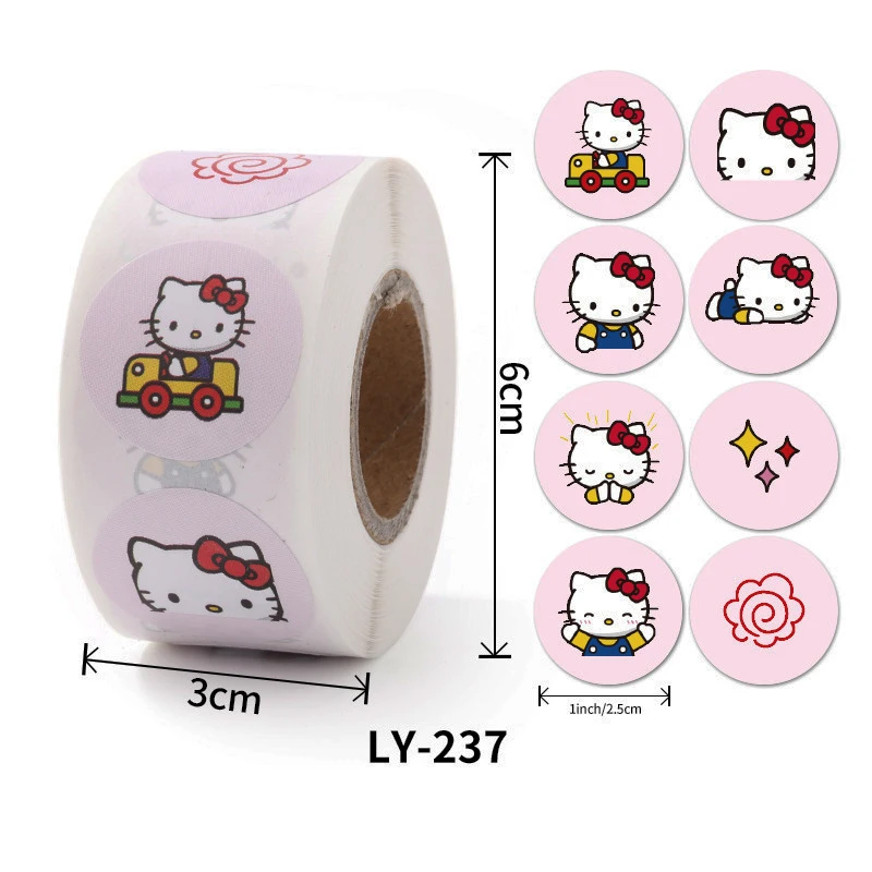Girls Sticker Hello Kitty Stickers Label Roll Pink Best Sales Adhesive Cute Printing Customized OEM Custom Sticker Gift & Craft