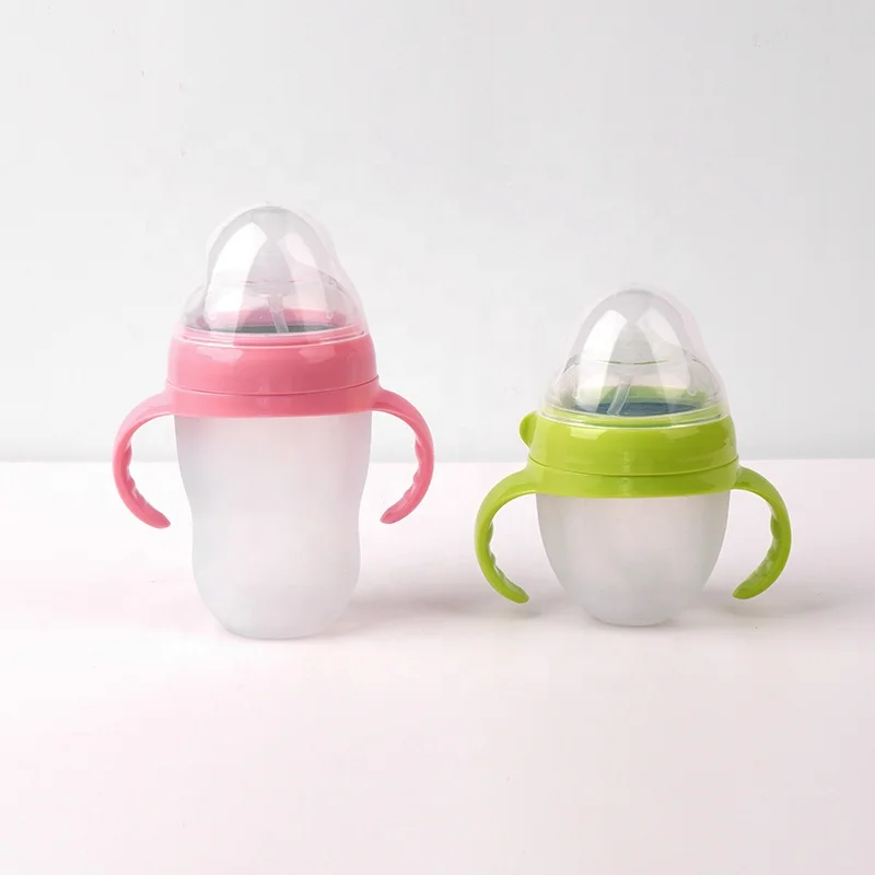 Wholesale New Wide Neck Newborn Set Sterilizer Small Baby Bottles Feeding Bottle With Handle Straw For Baby