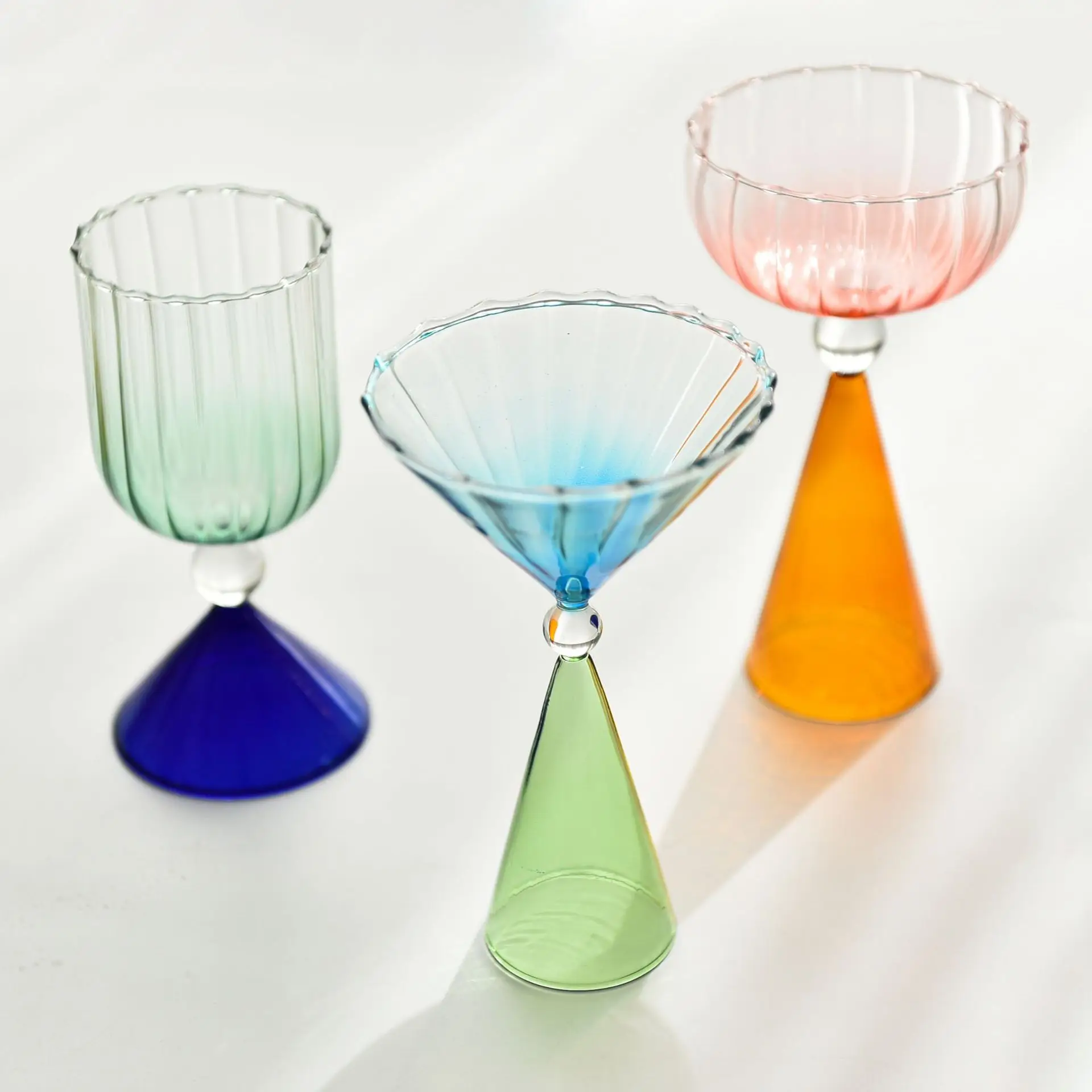 Ice Cream Stripe Cup Gradient Color Dessert Glass Cocktail Ice Cream Water Cup