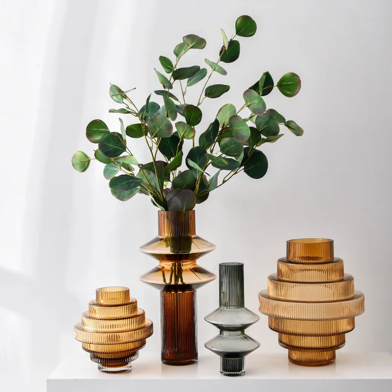 Нордическая креативная мебель для гостиной, стола, чайного столика, мягкое украшение, легкая роскошная стеклянная ваза