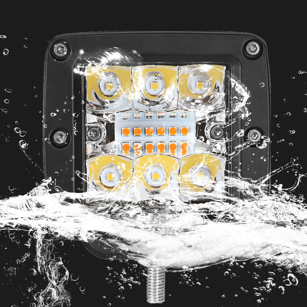 12v 3inch dual color smd led work light pod amber white flash strobe led cube driving light