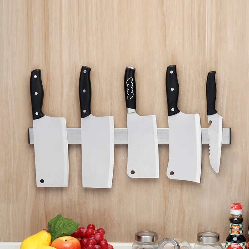 Hole-free magnetic knife holder wall-mounted magnet storage kitchen rack magnetic knife holder