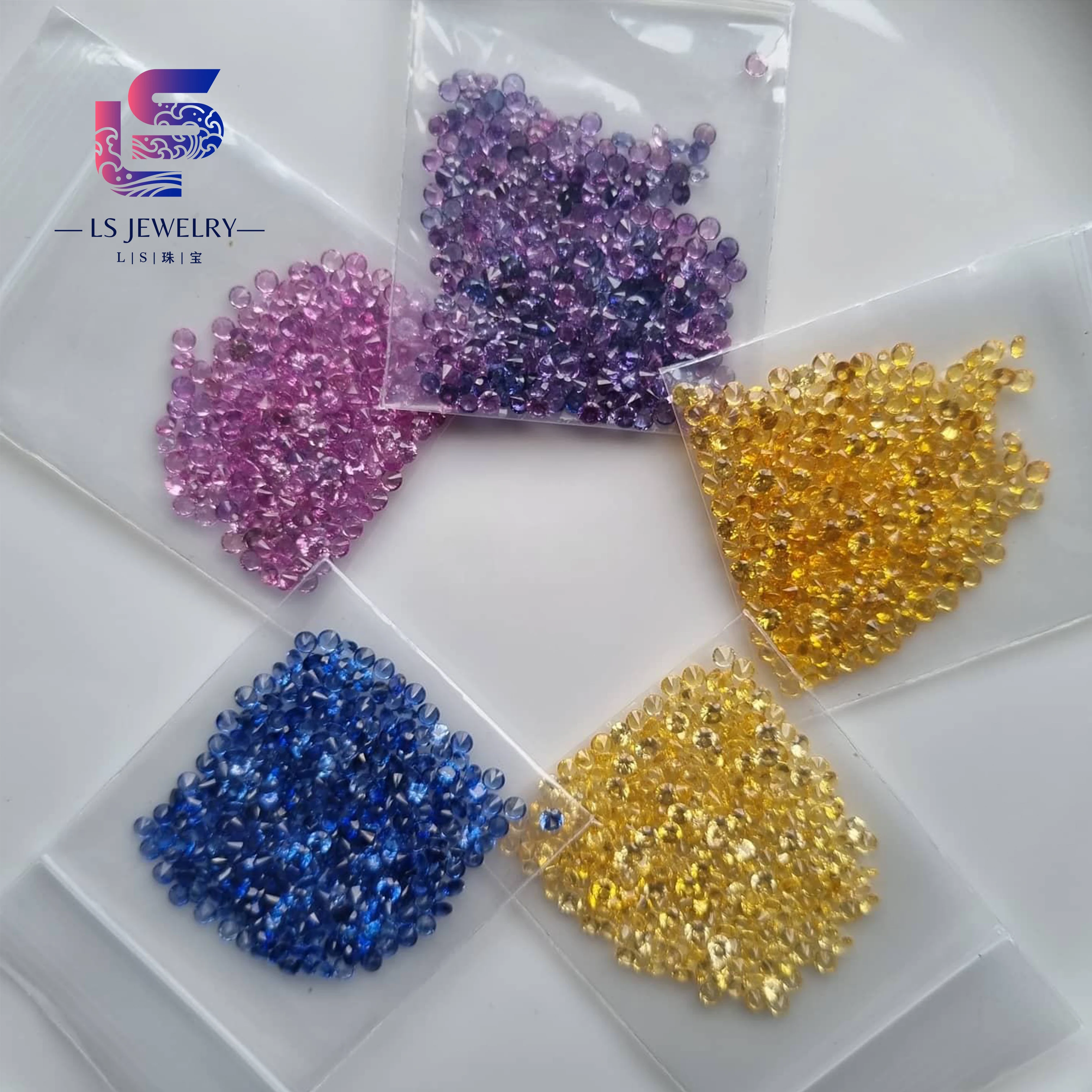 Wholesale Round Shape Pink/yellow/purple/dark Blue Lab Created Sapphire Gemstones