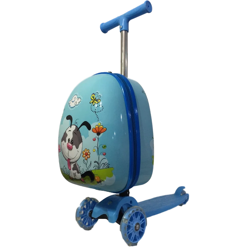 Custom Cheap 3D Print Travel Trolley Bag Case Children Scooter Luggage for Kids